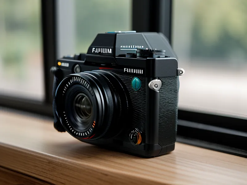 Detalle de la conexión jack de 2.5mm en una cámara Fujifilm para disparador remoto.