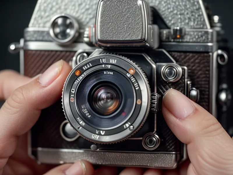 Manos ajustando un flash de zapata sobre una cámara Fujifilm mirrorless durante una práctica de iluminación fotográfica