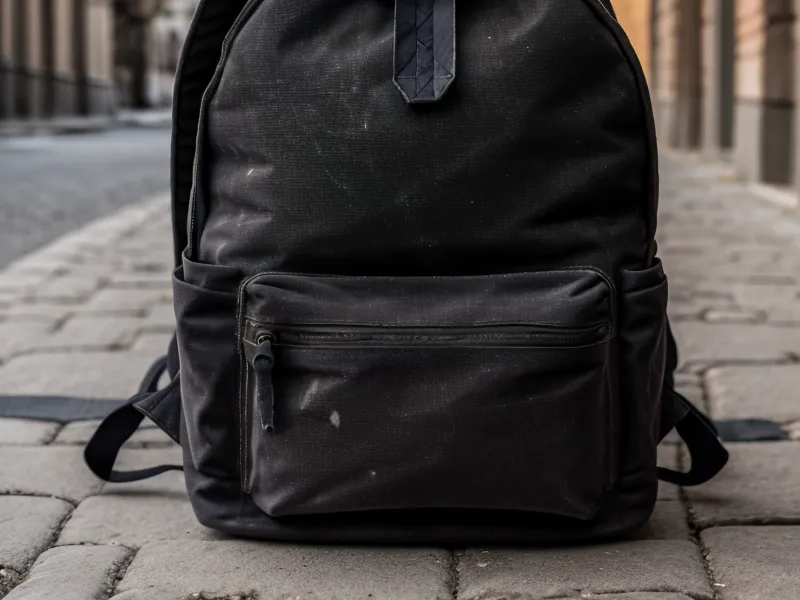 Mochila minimalista y cámara Fujifilm sobre las calles empedradas de Cuenca.