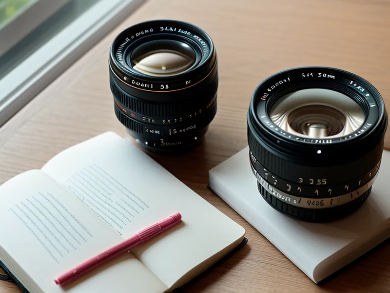 Lente fijo de 35mm sobre cuadernos de bocetos de una ilustradora.
